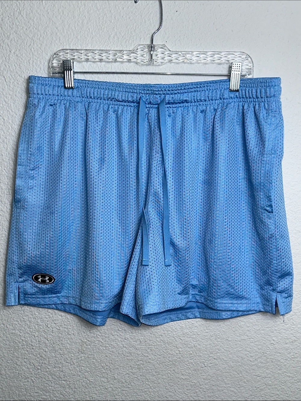 Under Armour Icon Mesh Shorts Mens XL Light Blue Stretch Drawstring Activewear